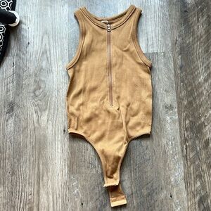 Zip Up Tank Ribbed Bodysuit